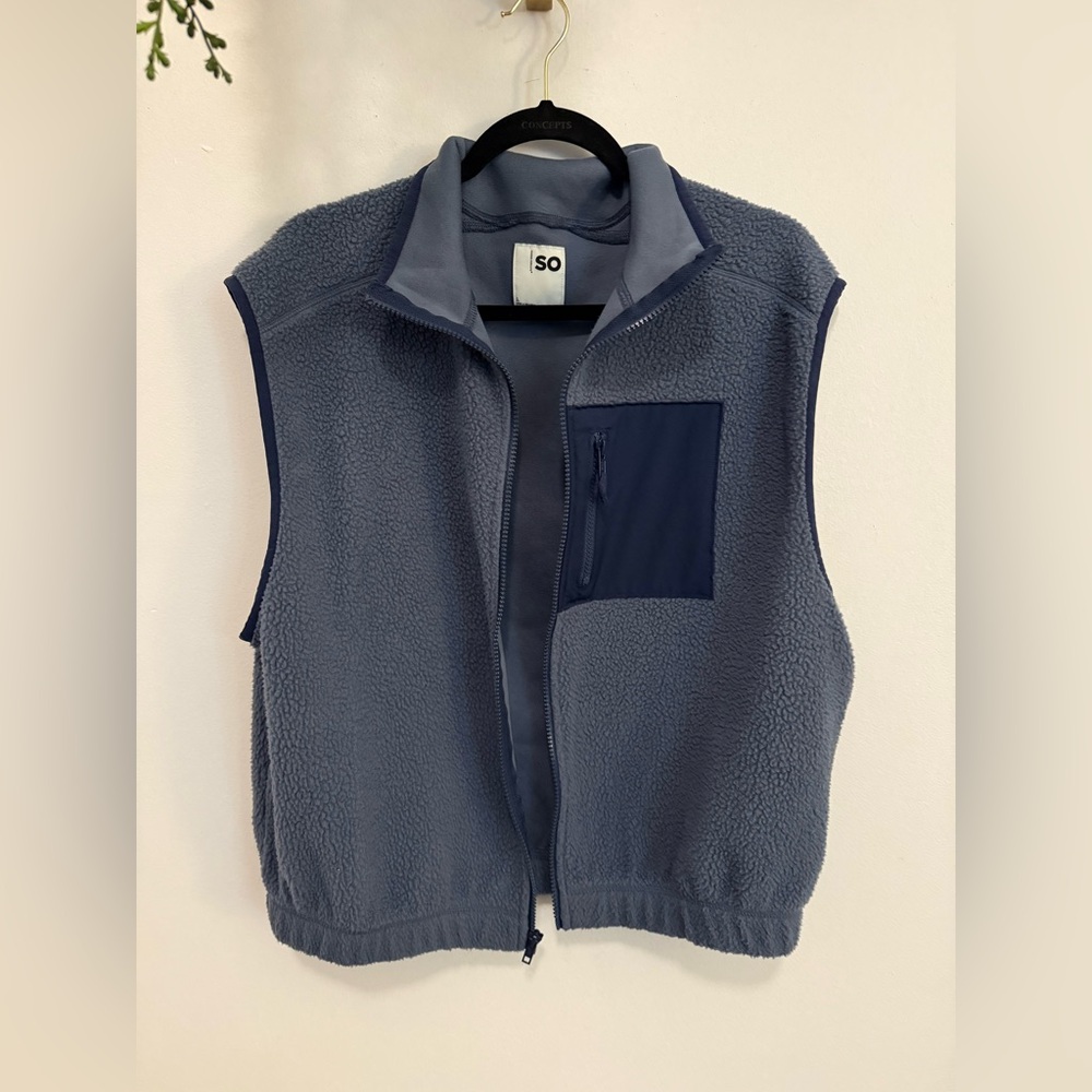 SO Navy Fleece Vest with Chest Pocket